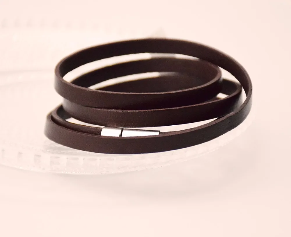 

unisex cuff black leather bracelets new product jewelry gift for men and women 60 cm 3 rounds for wrist free shipping