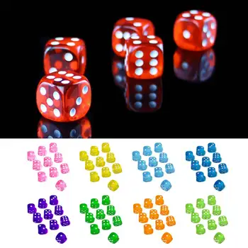 

10pcs 16/14mm Clear Colorful Dice Transparent Dices for Board Game Bar Gambling Playing Game Club Party Accessories