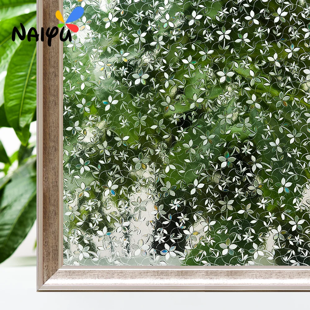 3d Static Cling Pvc Flora Heat Insulation Opaque Explosionproof Glass