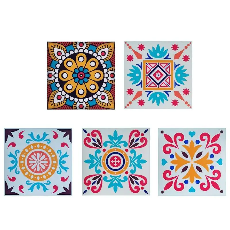 PVC Self-adhesive Waterproof DIY Wall Tiles Sticker Moroccan Retro Style Art Decals for Kitchen Wall Tiles Stickers