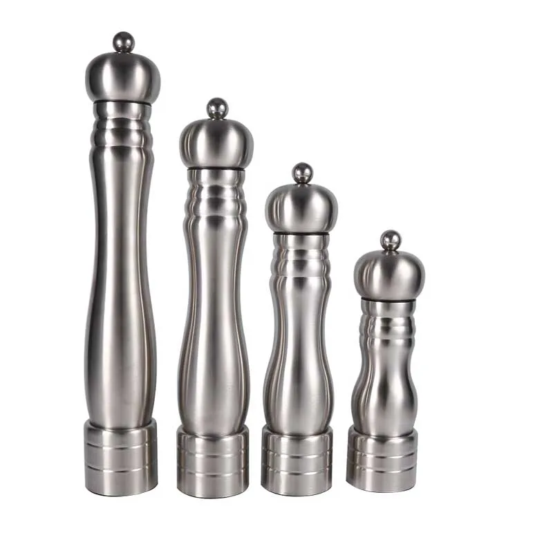 Manual Stainless Steel Salt and Pepper Grinder Set with Mill Tray for