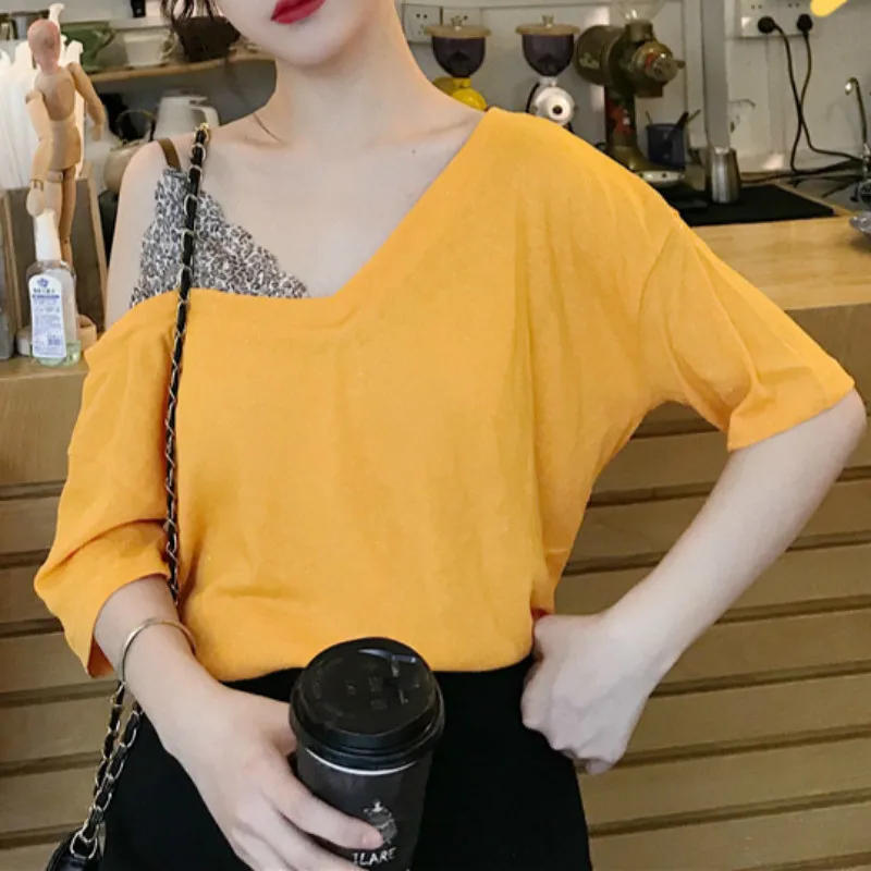 

XUXI Leopard Print Shoulder Girl Sexy Small Scheming Western Style Short Sleeve T Pity Suit-dress 2019 Tide Easy Jacket FZ202