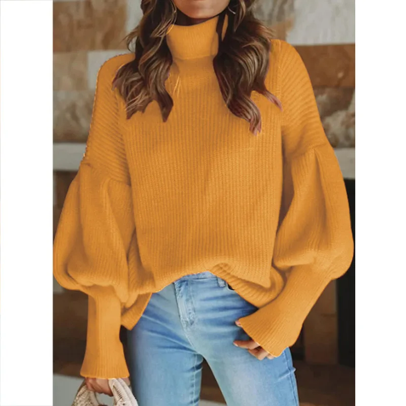 Women high neck sweater Ladies Autumn Winter warm Pullover