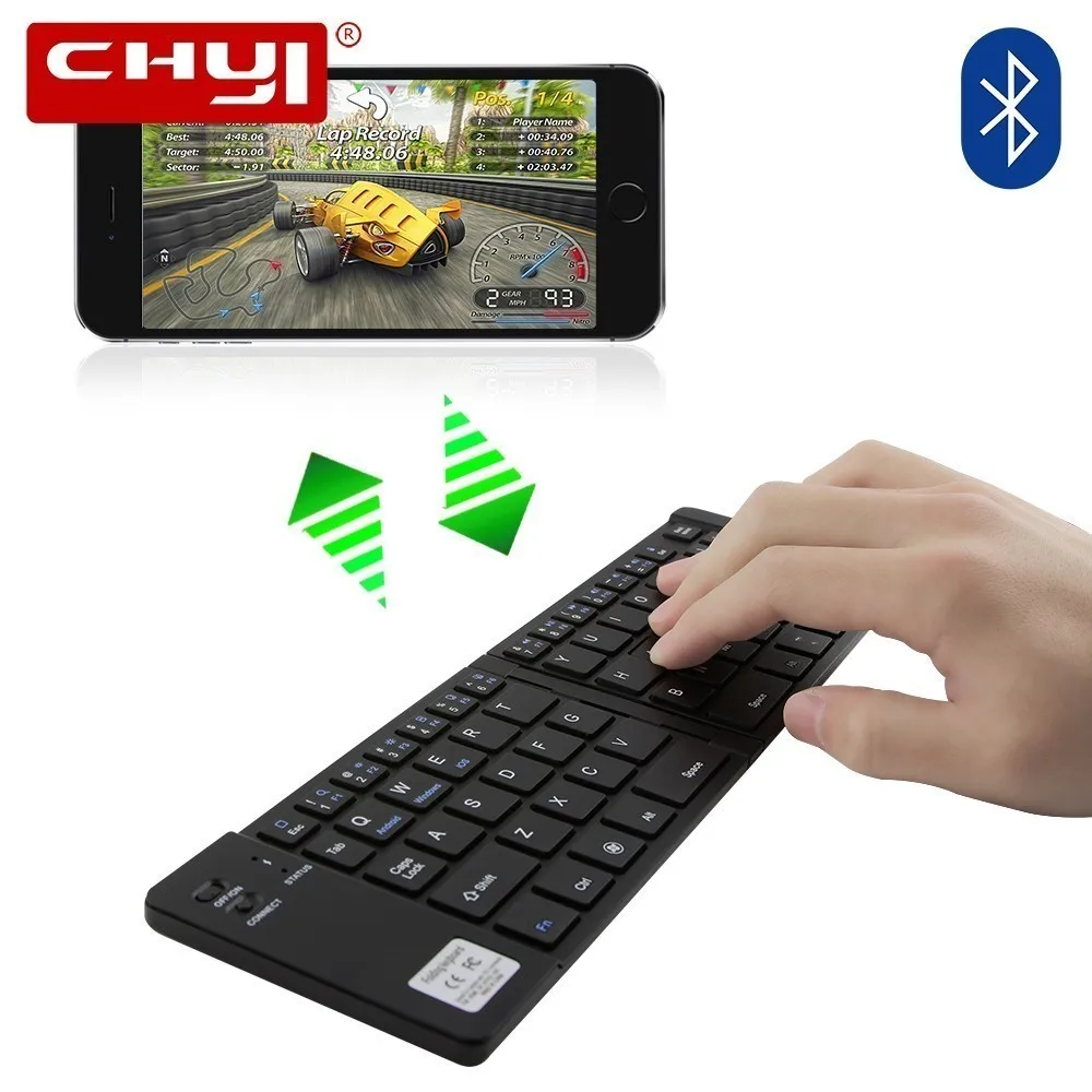 

CHYI Foldable Bluetooth Wireless Keyboard With Phone Holder Twice Folding BT Portable Keypad For IOS Android Tablet Ipad Laptop