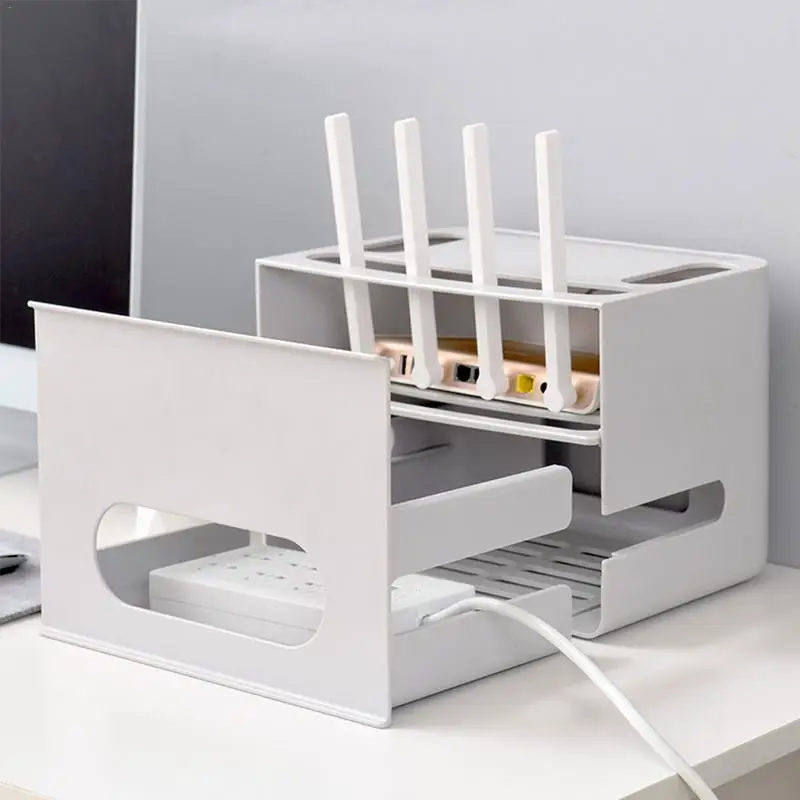 

Home Simple Fashion Router Storage Box - WIFI Storage Box Double Drawer Type Abs Set-top Box Organizer
