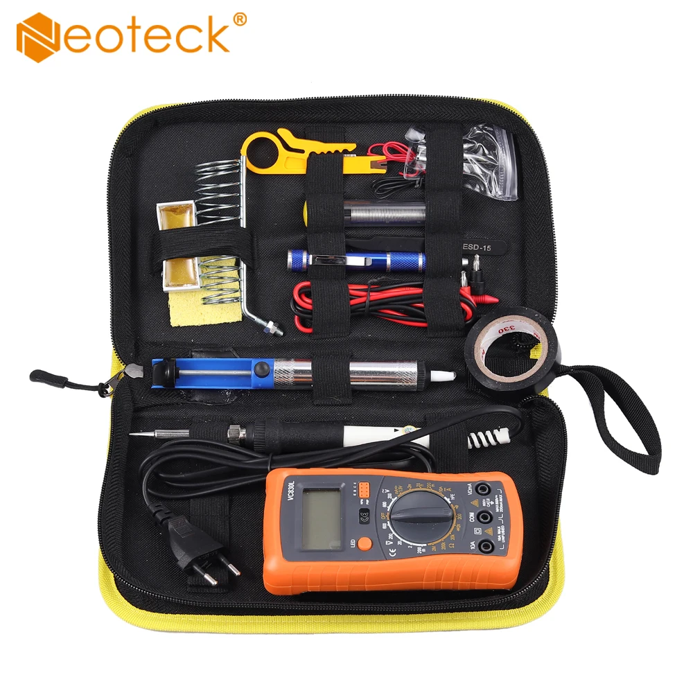 

Neoteck Soldering Iron Kit 60W Adjustable Temperature Digital Multimeter Electric Adjustable Temperature Repair Welding Tool