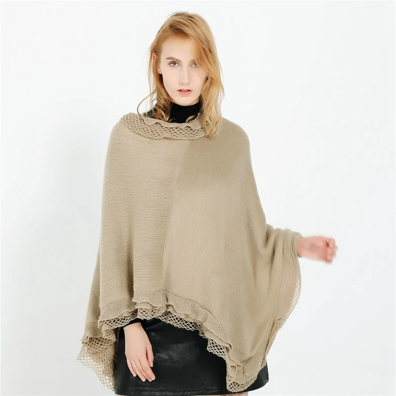 

Visual Axles 2019 Women Spring Autumn Knit Faux Fur Poncho Scarves Solid Color Artificial Fur Shawl Pashmina Cape New