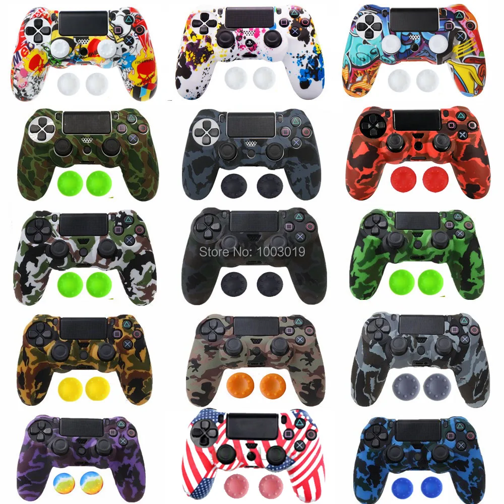 

PS4 PS4 SLIM PRO Camouflage Anti-Slip Silicone Case Cover Skin with 2 Thumb Grip Caps for Playstation 4 Dualshock 4 Controller