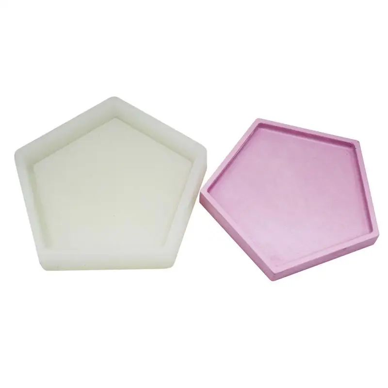 

Pentagon Base Furnishing Articles Fruit Plates Concrete Dish Handmade Mold Concrete Tray Silicone Molds