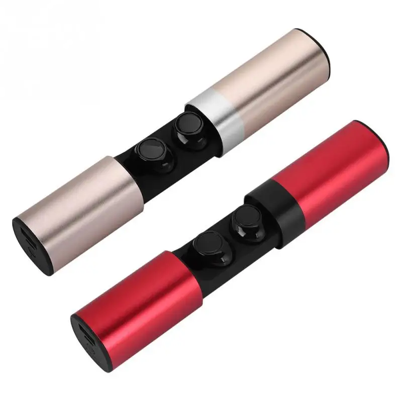 

New Dual Wireless Bluetooth Earbuds Stereo Earphone In Ear Earphones with Charge Case Red / Gold