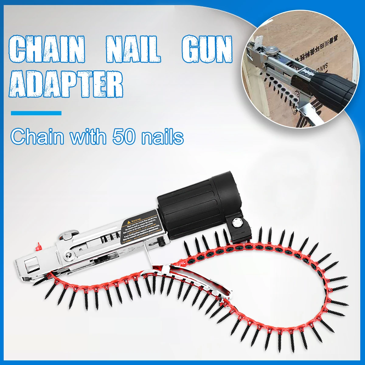 Auto Chain Nail Gun Adapter Screw Gun for Electric Drill Woodworking Tool SF
