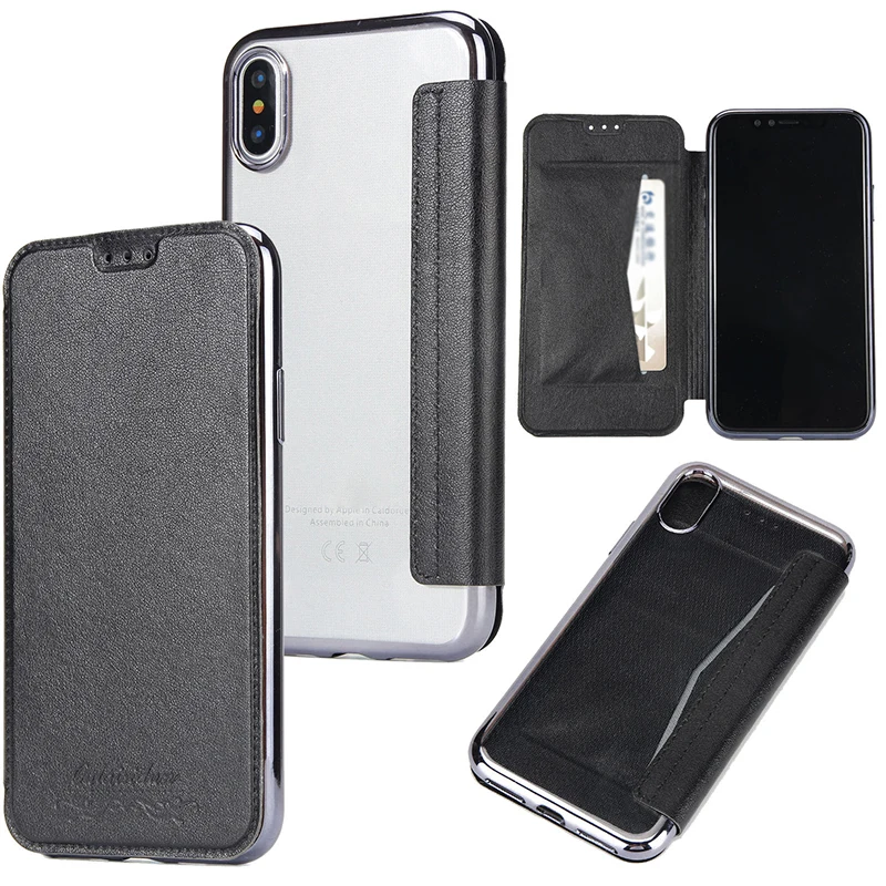 

Ultra Thin Leather Wallet Slot Plating TPU Case Cover For iPhone XS Max XR With Card Pocket Kickstand for iphone X 8 7 6S 6 Plus