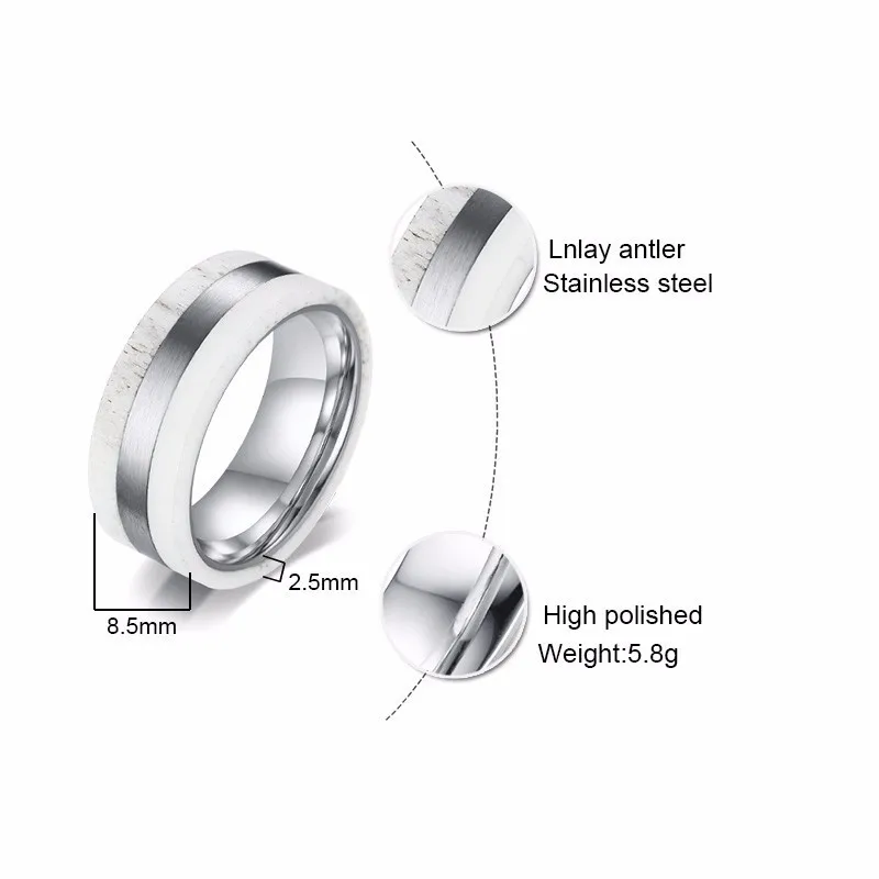 8 5 мм белый олень рога мужской свадебный браслет из нержавеющей стали