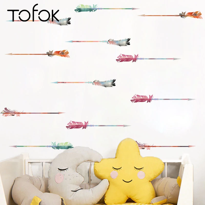 Tofok 30 шт./компл. красочная стрела DIY виниловая наклейка на стену в скандинавском