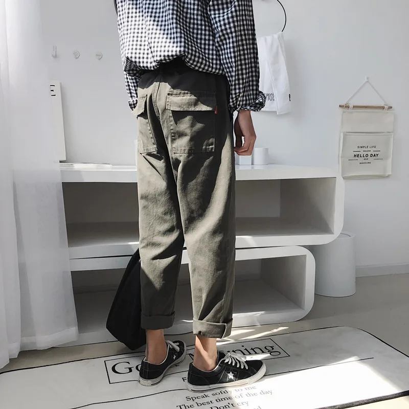 Men's Trousers 2019 Summer New Solid Color Contrast Trousers Casual Pants Straight Nine Points Pants Youth Casual Men's Clothing Men's Trousers 2019 Summer New Solid Color Contrast Trousers Casual Pants Straight Nine Points Pants Youth Casual Men's Clothing