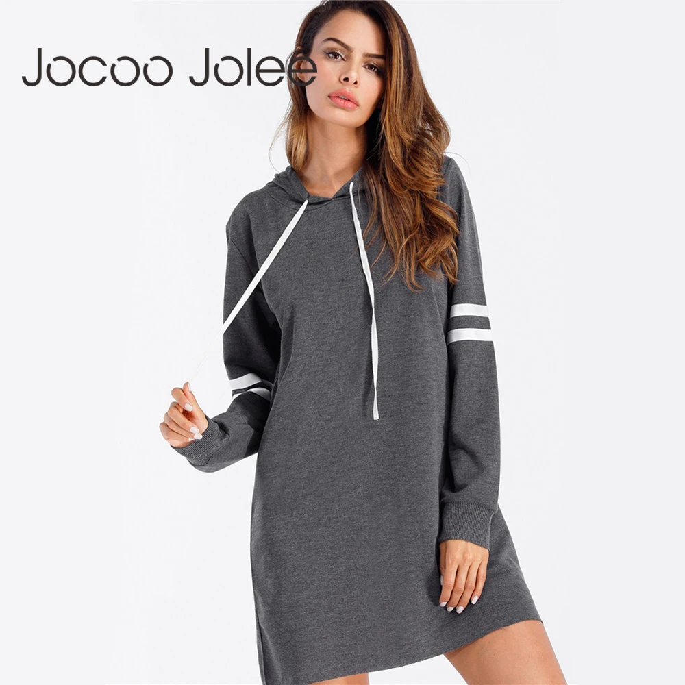 

Jocoo Jolee Casusl Hoodies Women Sweatshirts Pullover Dress Vintage Long Sleeve Dresses Female 2018 Spring Hooded Tops vestidos