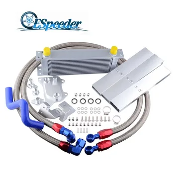

ESPEEDER AN10 Oil Cooler 10 AN Silver Oil Lines 13 Rows Radiator Kit Fits Volkswagen VW Golf MK7 GTI Engine EA 88 III
