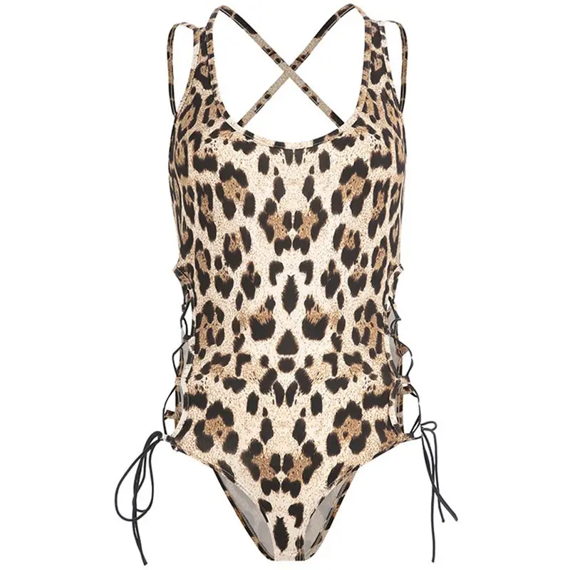 Для женщин пикантные Общая боди модные леопардовый спинки уличные комбинезоны лето 2019 Кружева полые женские боди