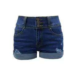 Для женщин летние джинсовые винтажные шорты с высокой талией джинсы с отворотами шорты Повседневная Уличная одежда сексуальные шорты плюс