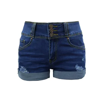 

Women Summer Denim Shorts Vintage High Waist Hole Cuffed Jeans Shorts Casual Street Wear Sexy Shorts Plus Size
