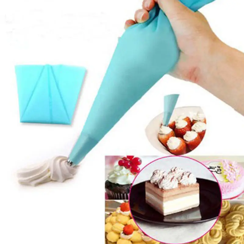 

Three Size Silicone Reusable/Disposable Cream Pastry Bag DIY Cake Icing Piping Decorating Bags Tools