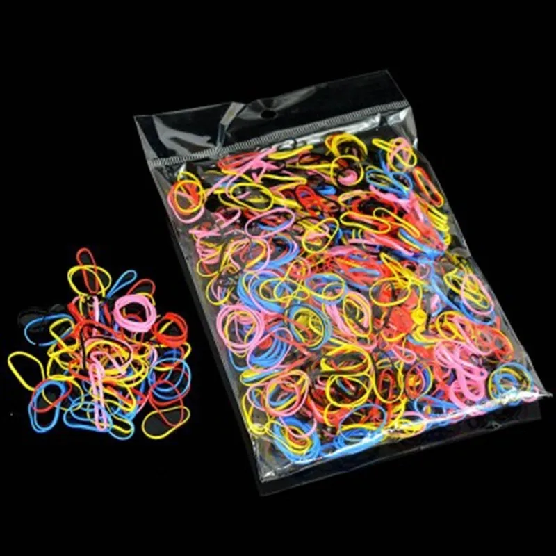 

1000 pcs/pack Random Fashion Mixed Colors Small Circle Hair Accessories for girls Natural Strong Elastic Rubber Bands