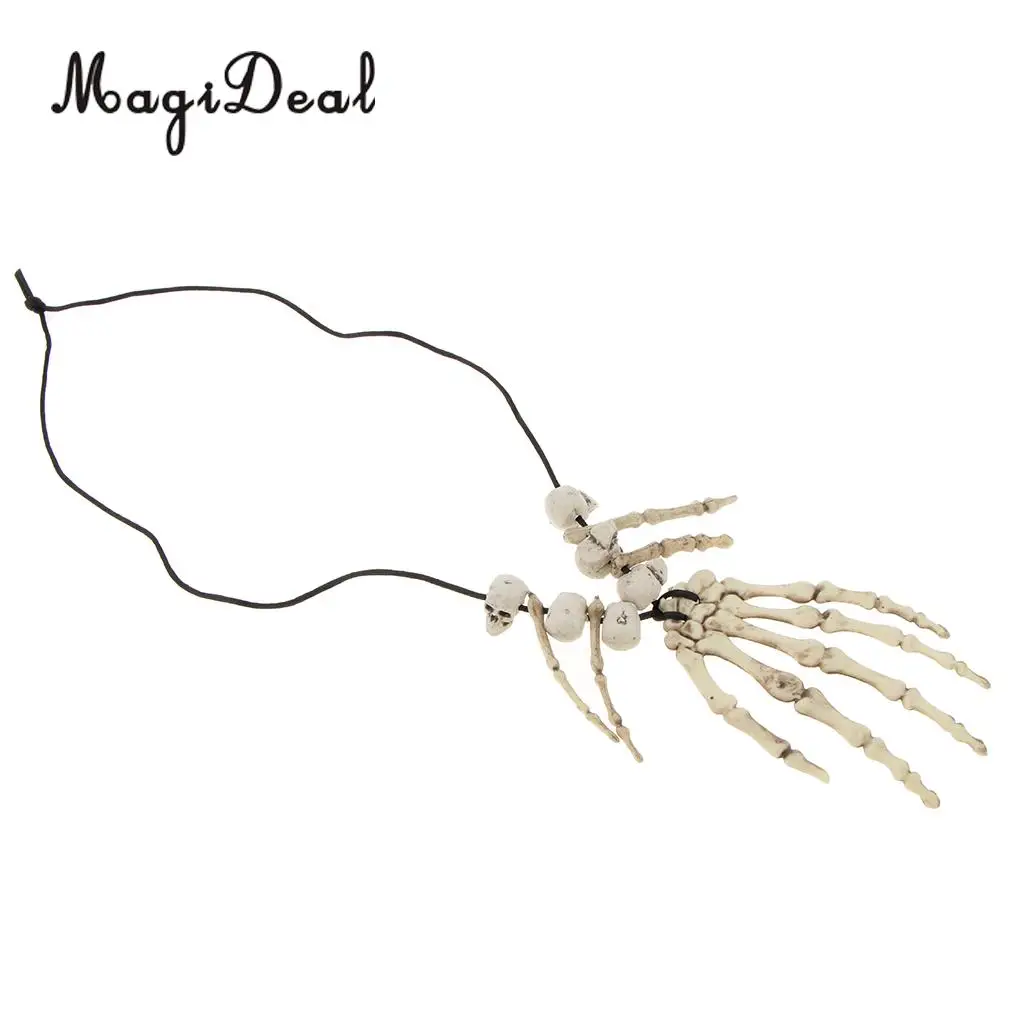 MagiDeal Skull Skeleton Hand Bone Necklace Halloween Caveman Pirate Fancy Dress