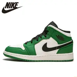 Nike Новое поступление Air Jordan 1 Mid Aj1 Женская Баскетбольная обувь белого и зеленого цветов удобная обувь Открытый Soprts кроссовки # BQ6931-301