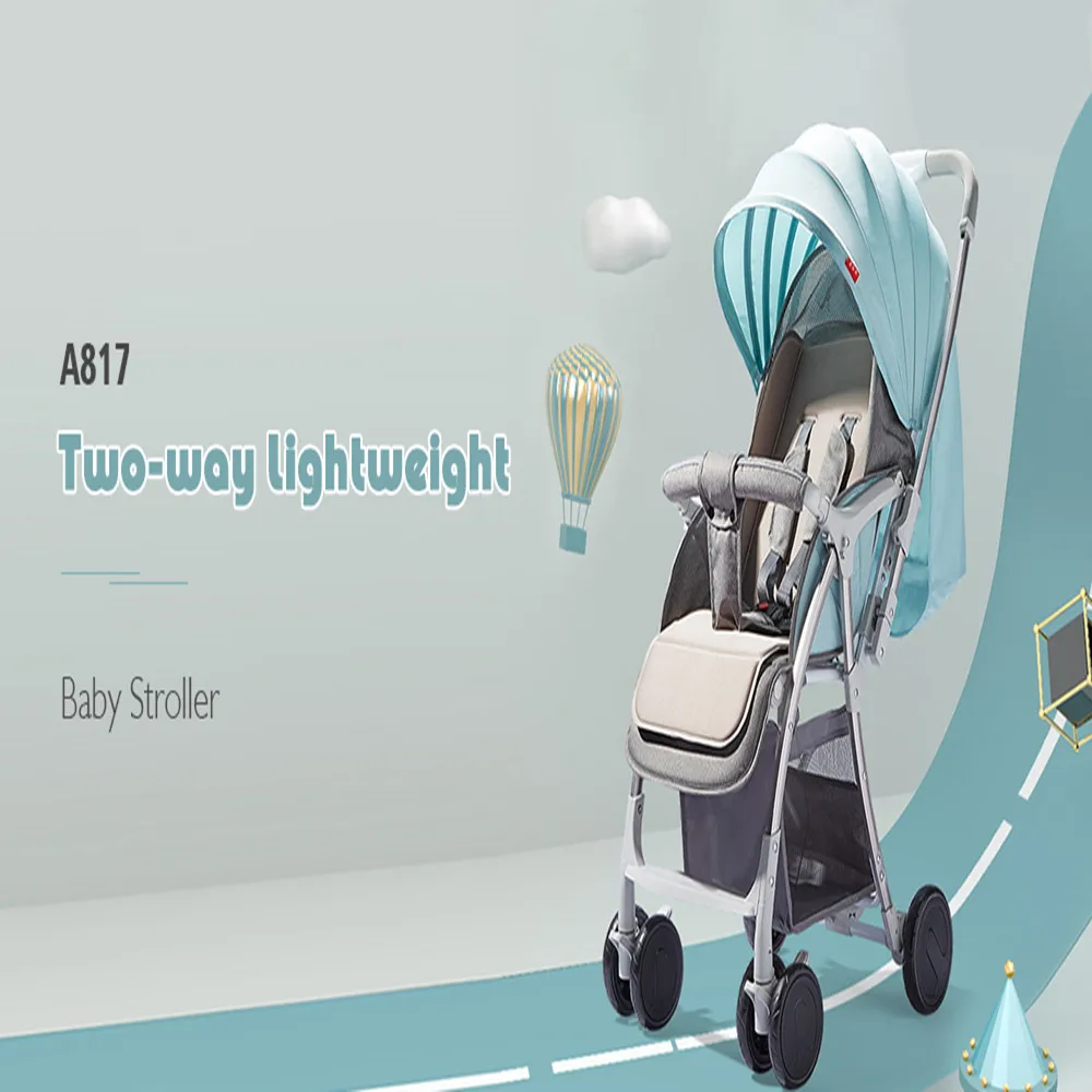 

0-3 Year Old Kids Outside Stroller Baby Cart A817 Two-way High Landscape Light Four-wheeled Double Brake Portable Baby Stroller