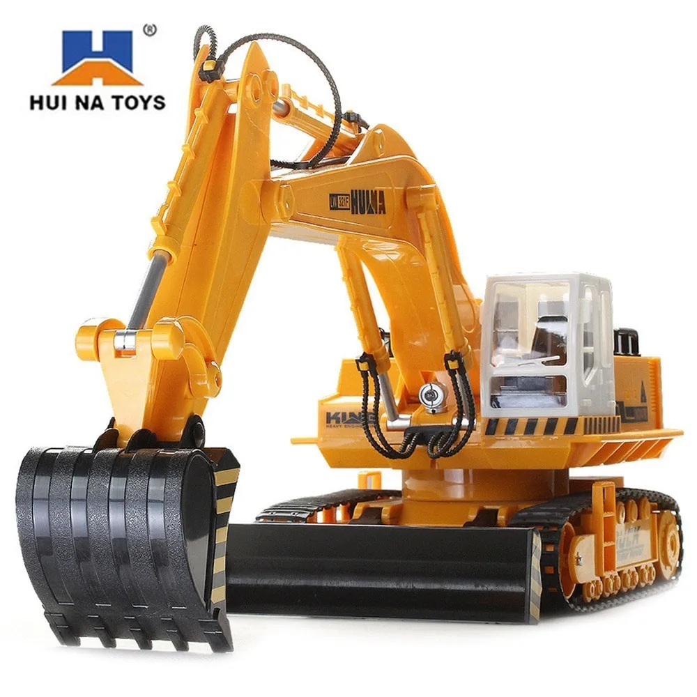 

Original HuiNa Toys RC Excavator 11 CH 2.4G Charging Remote Control Car With Battery Alloy Excavator For kids Toys Birthday Gift