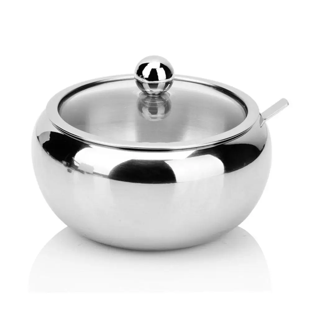

Stainless Steel Apple Sugar Salt Bowl Kitchen Tool Seasoning Jar Condiment Pot Spice Container with Lid Spoon Storage Bottles &