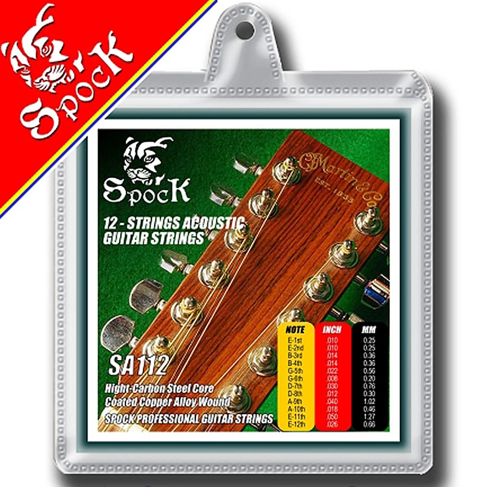 

Spock SA112 12 String Acoustic Guitar Strings for 12 String Guitar Stainless Steel Core Coated Copper Alloy Wound
