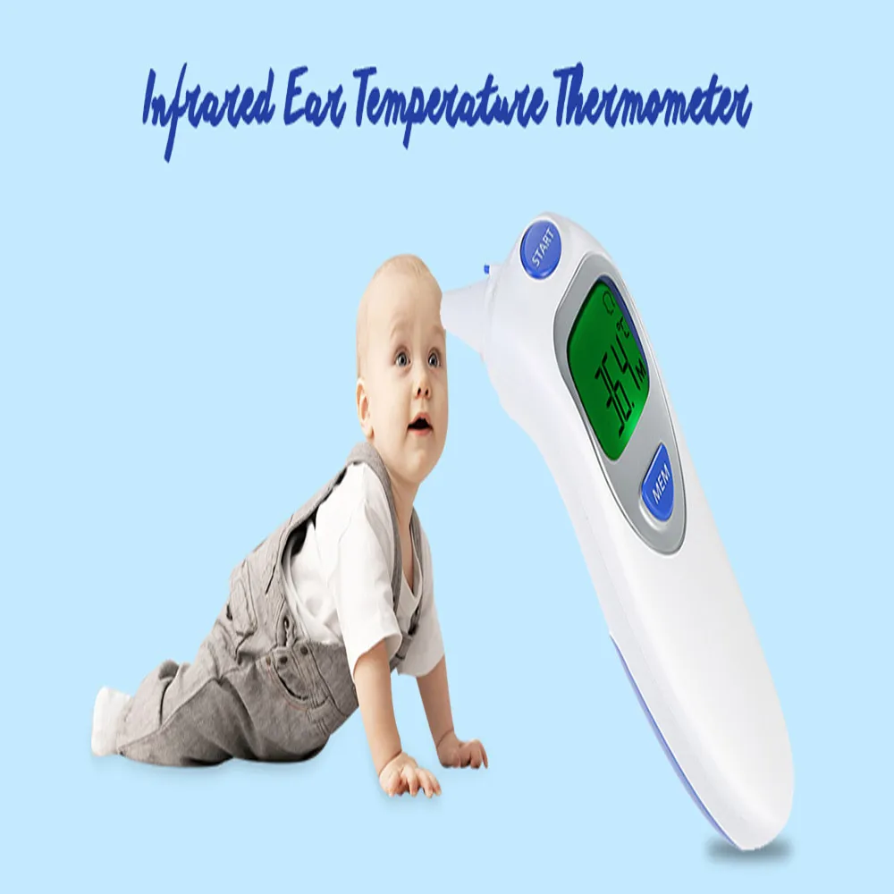 

Hot Sale Infrared Head Ear Temperature Thermometer Auto Shut-Off Fever Alarm Function One Button LCD Digital Backlight Display