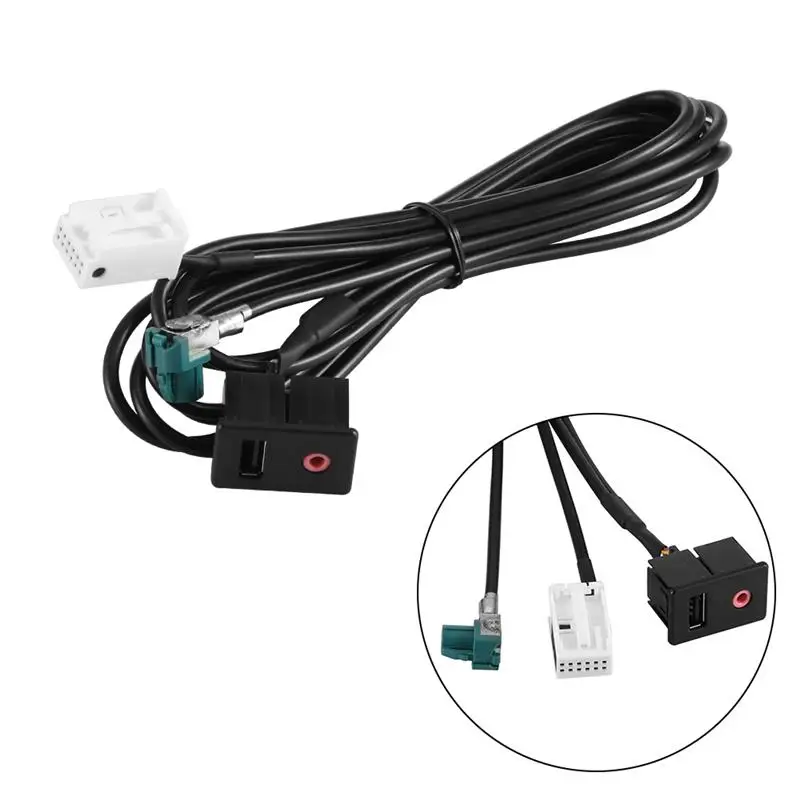 AOZBZ 2 шт. черный Удлинительный аудиокабель USB AUX адаптер для VW T0URAN MAGOTAN новый POLO