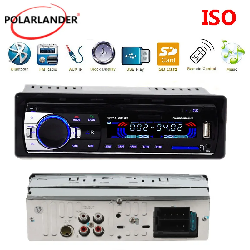 

1 din Car MP3 Multimedia Player Bluetooth Autoradio Car Stereo Radio FM Aux Input Receiver SD USB JSD-520 12V In-dash Handfree