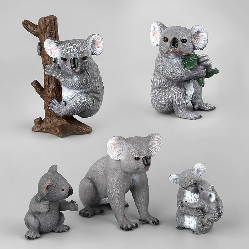 

Koala Figurine 5Pcs Simulation Plastic Koala Statue Lifelike Animal Crafts Desktop Ornament Home Table Room Decoration