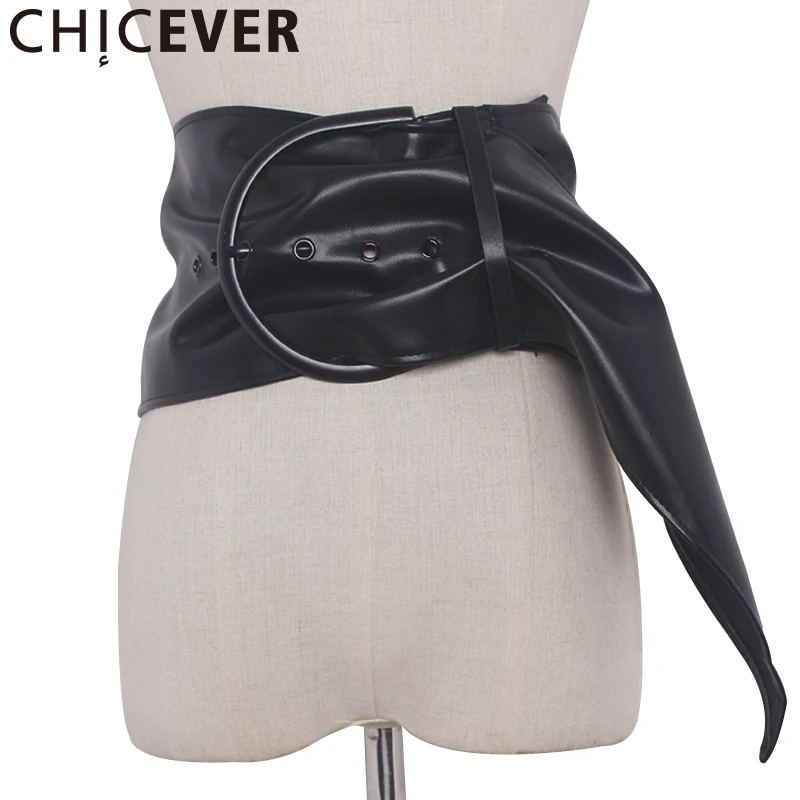 

CHICEVER 2017 Summer Wild PU Leather Female Belt Women Big Buckle Cummerbunds Black Lace Up Belts New