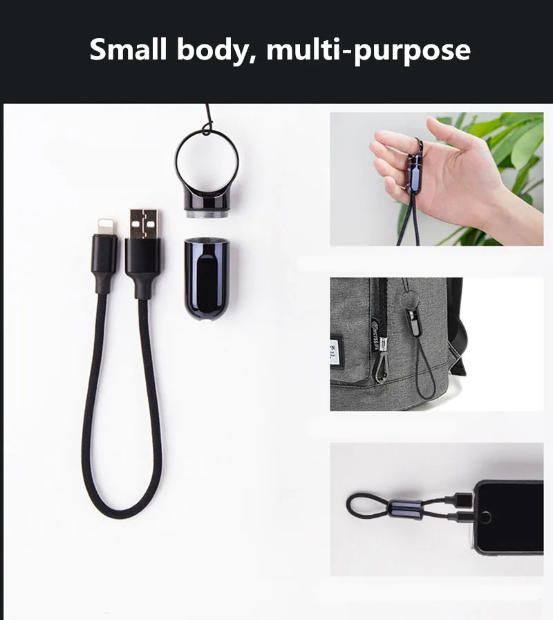 

USB 2.8A Cable for IPhone 7 6 6s 8 Plus Mini Keychain Micro USB Cable for IPhone X 5s 5 SE Charging Data Mobile Phone Cables