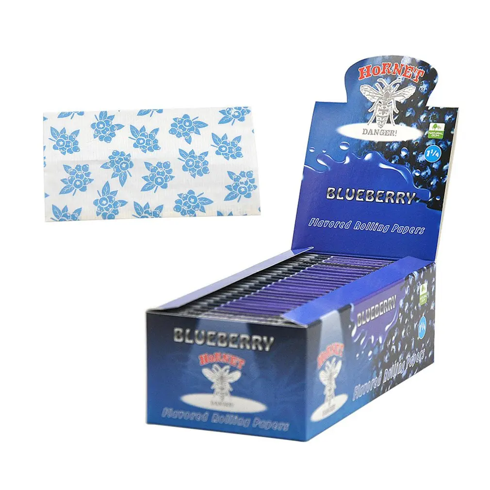 

50 leaves/booklet Blueberry flavor Hornet Rolling Paper Tips Filter Natural Unrefined cigarette Paper Cigarette accessories