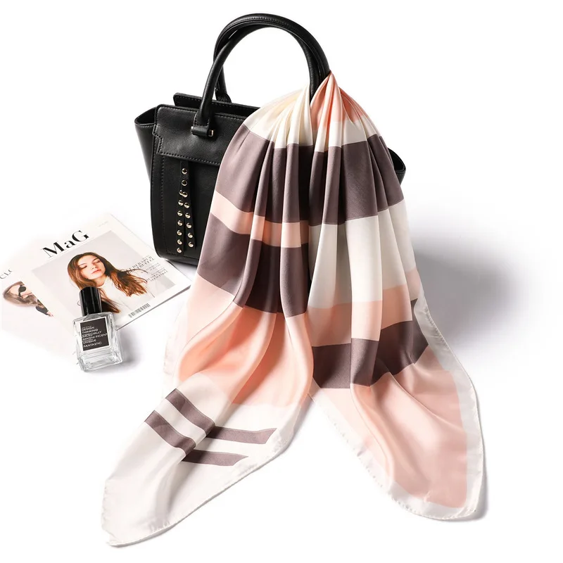 

2019 New Women's Silk Scarf Square Soft Shawls Wraps Fashion Print Small Office Scarf Hair Scarf Hijab Foulard Bandana Headscarf