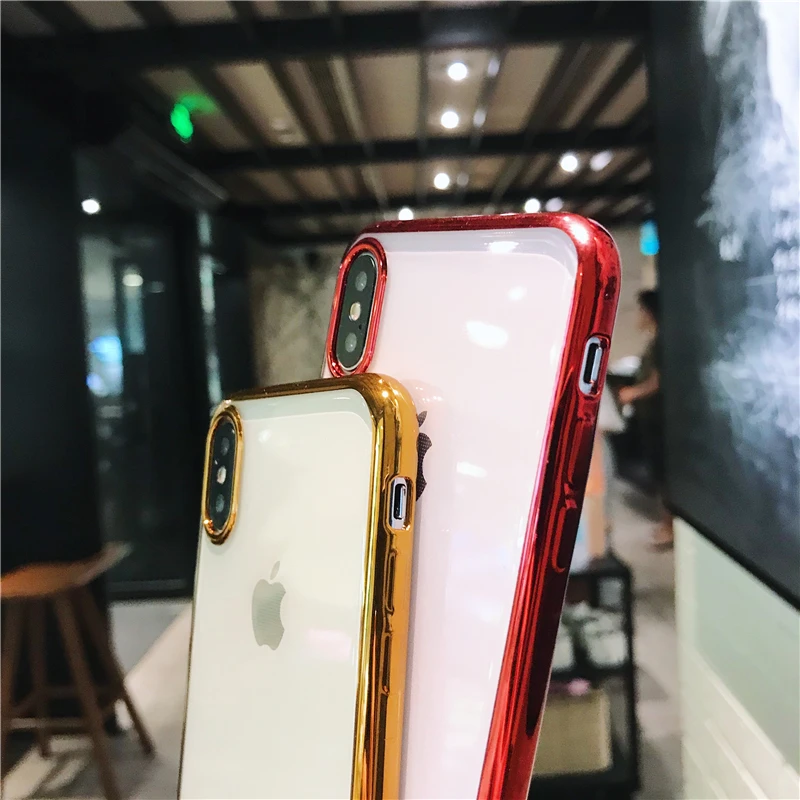 Роскошный прозрачный мягкий ТПУ чехол s для iPhone XR 8 8Plus 7 7Plus 6 6s Plus прозрачное покрытие блестящий чехол для iPhone X XS MAX чехол