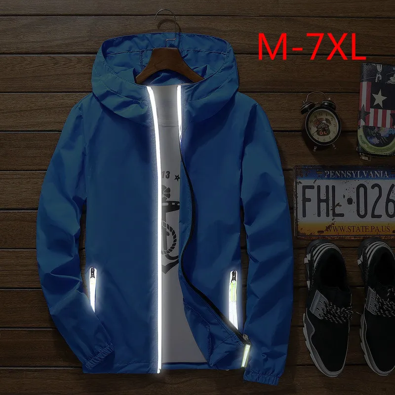 

Big Size Summer Quick Dry Men Windbreaker Skin Jacket Coat Sunscreen Waterproof Mens Outwear Ultralight Windbreake Jacket 7XL