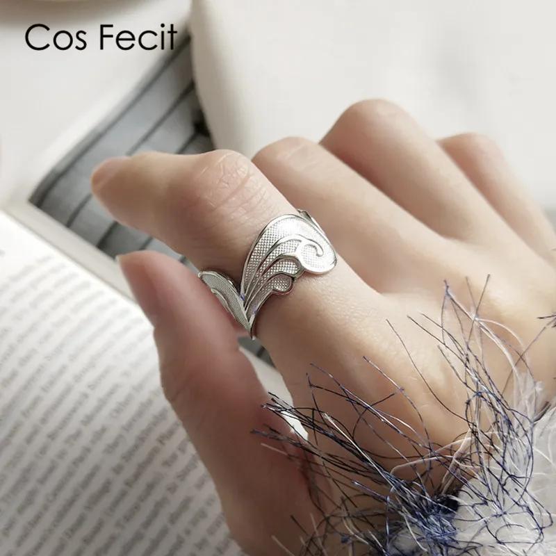CosFecit реального кольца из стерлингового серебра 925 для Для женщин китайский цветок индекс открытие кольцо на палец женское большой вечерние