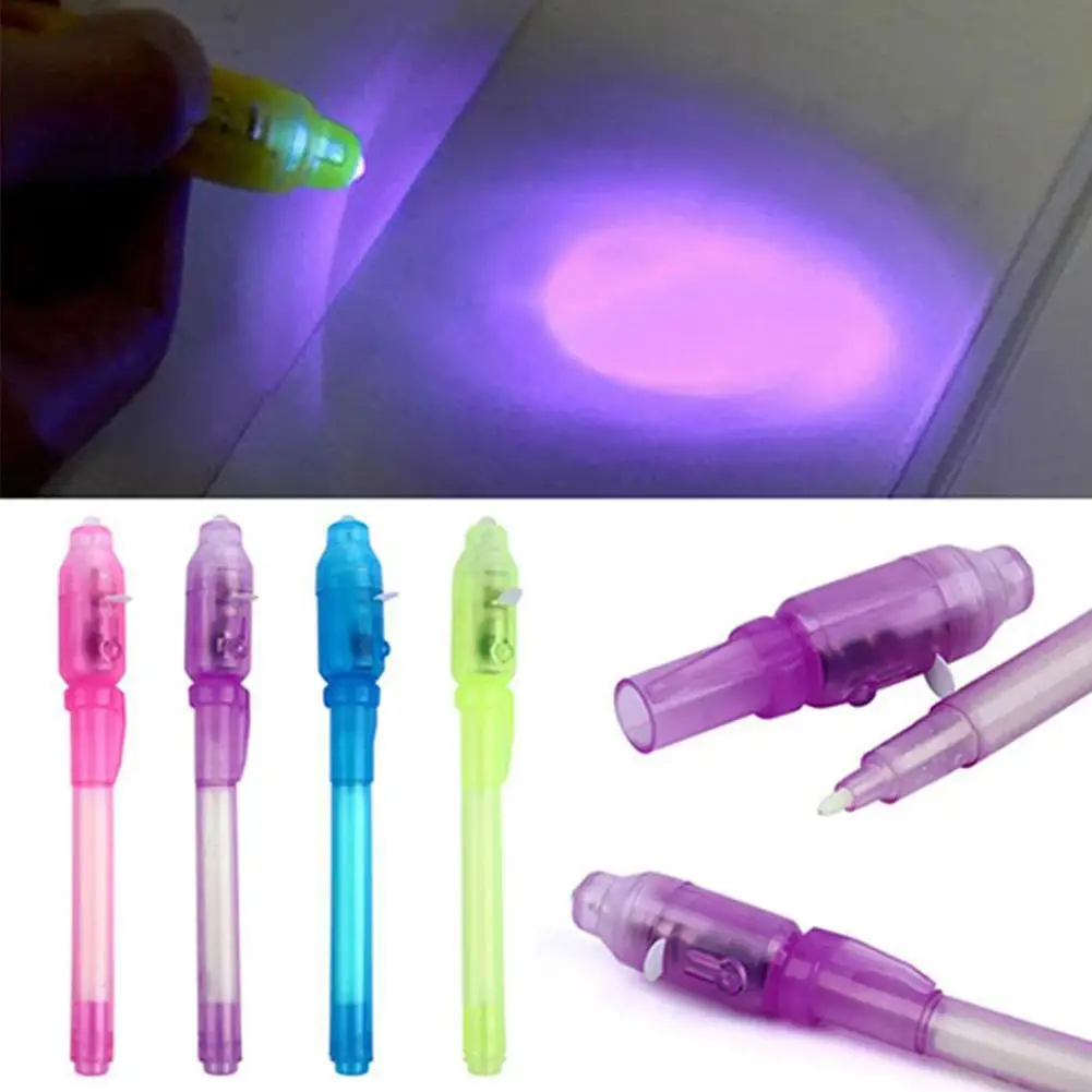 

Children Kids Secret Message Invisible Ink LED Detector Lights Pens Ballpens Combo 2 in 1 Magic Invisible Ink Pen