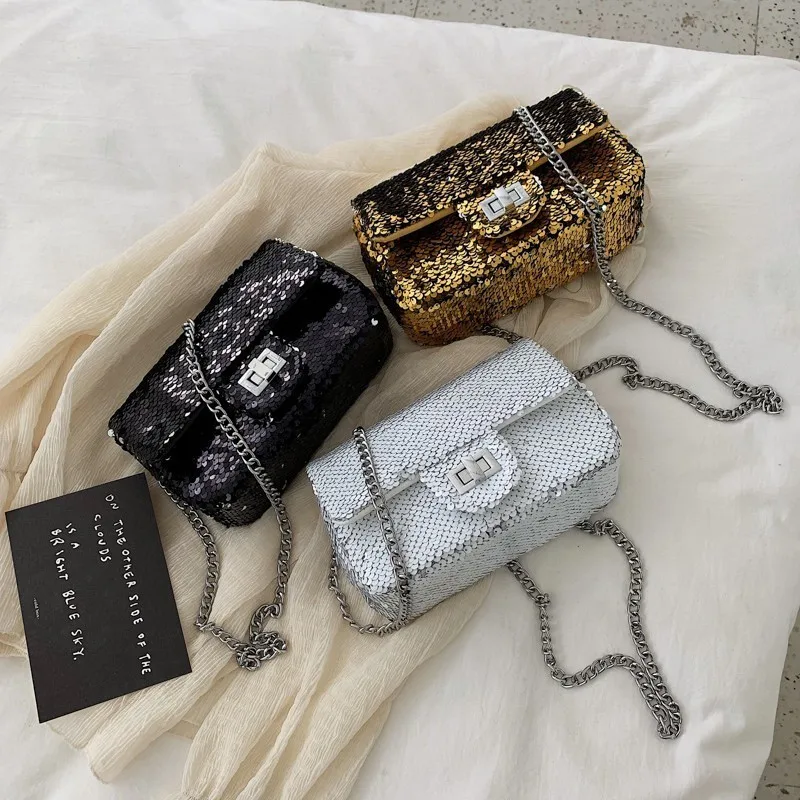 

Bolsos Mujer Designer Bags Famous Brand Women Bags 2019 New Hot Sequin Purses And Handbags Chain Crossbody Bags For Women Sac