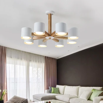 

Modern Wood LED Chandeliers Living Room Bedroom Restaurant Solid Pendant Lamps Luminaire Hanging Lamps Light Home Decor Fixtures