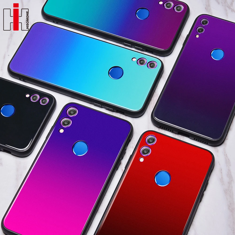 Градиентный стеклянный чехол для Huawei Honor 8X 9 Lite 10 цветов телефона P20 P Smart Plus Nova 3i