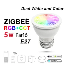 12 шт./компл. ZIGBEE ZLL RGBCCT прожектор, 5W E27 E26 Par16, APP управление двойной бело-Цвет колпак для лампы, с регулируемой яркостью, Яркость регулируемый