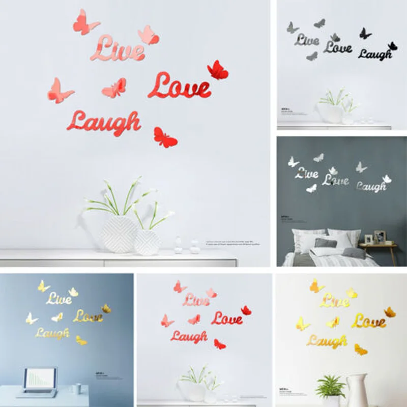 

2019 Brand New Style 3D DIY Butterfly Mural Art Mirror Effect Acrylic Wall Sticker House Home Decor
