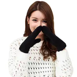 Для женщин Мода Толстые двойной слой шерсти Открытый Твердые 100 г Теплые Полный Пальцы зимние перчатки